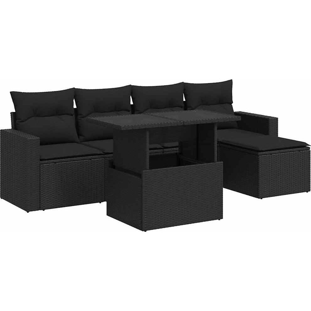 Thumbnail - VidaXL, Gartenlounge, Gartenmöbel Sofa Garnitur Sitzgruppe Lounge 6-tlg. Schwarz Poly Rattan