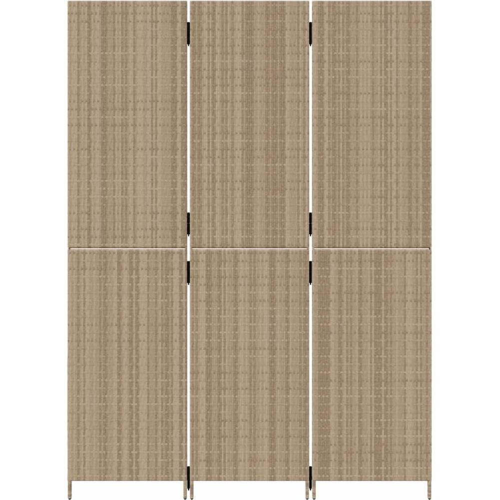VidaXL, Paravent + Raumteiler, Paravent 3-tlg. Beige Poly Rattan,Farbe: Beige,Material: Poly