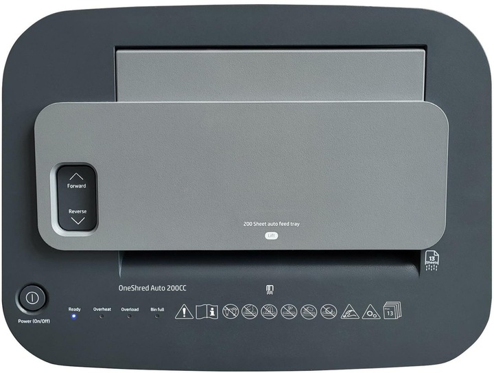Produktbild HP Pro Shredder Auto 200CC Aktenvernichter mit Partikelschnitt P-4, 4 x 20 mm, bis 200 Blatt, schwar (Partikelschnitt)