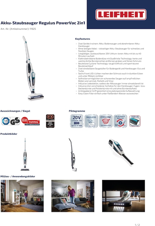 Immagine prodotto Leifheit Regulus PowerVac 2in1