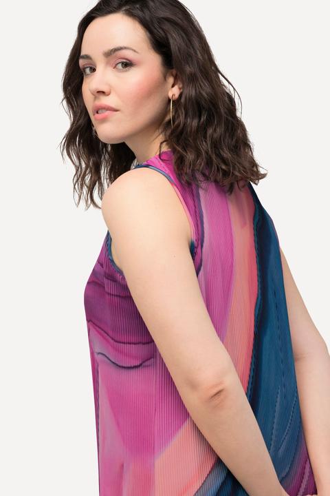 Image du produit Ulla Popken Plissee-Minikleid, Farbverlauf, A-Linie, Rundhals, ärmellos (50, 52)