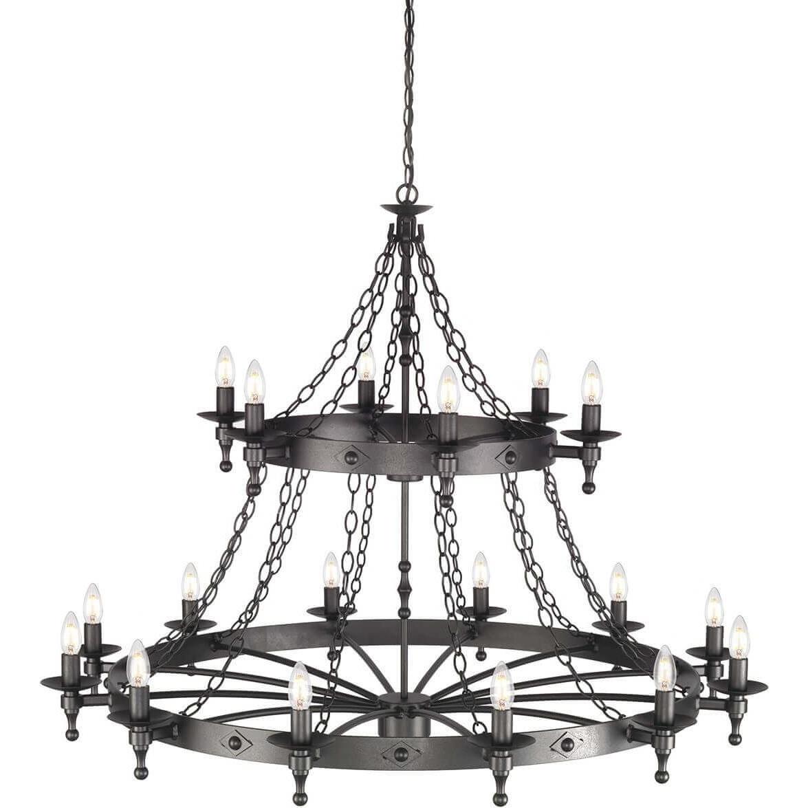 Elstead Lighting, Kronleuchter, Warwick Kronleuchter E14 18-fach Graphit Schwarz, Made in UK (122 cm)