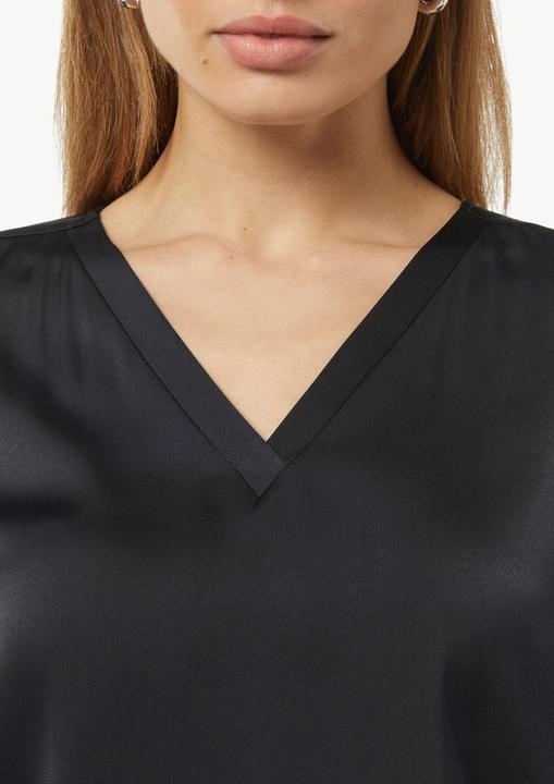 Produktbild Comma Bluse Satin-Bluse mit V-Ausschnitt und elastischen Bündchen (34)