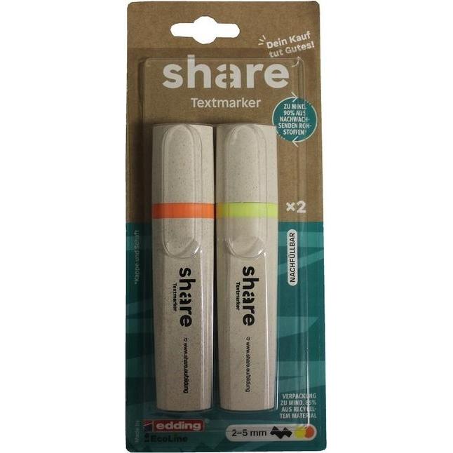 Share, Marker, Textmarker Y-09-10-04 sortiert 2St. (Gelb & Orange, 5 mm, 2 x)