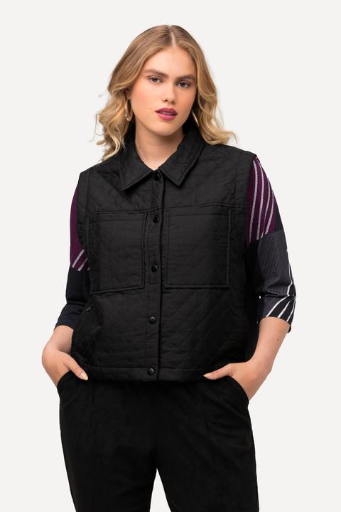 Actual product image Ulla Popken Quilted Snap Front Crop Vest (54)