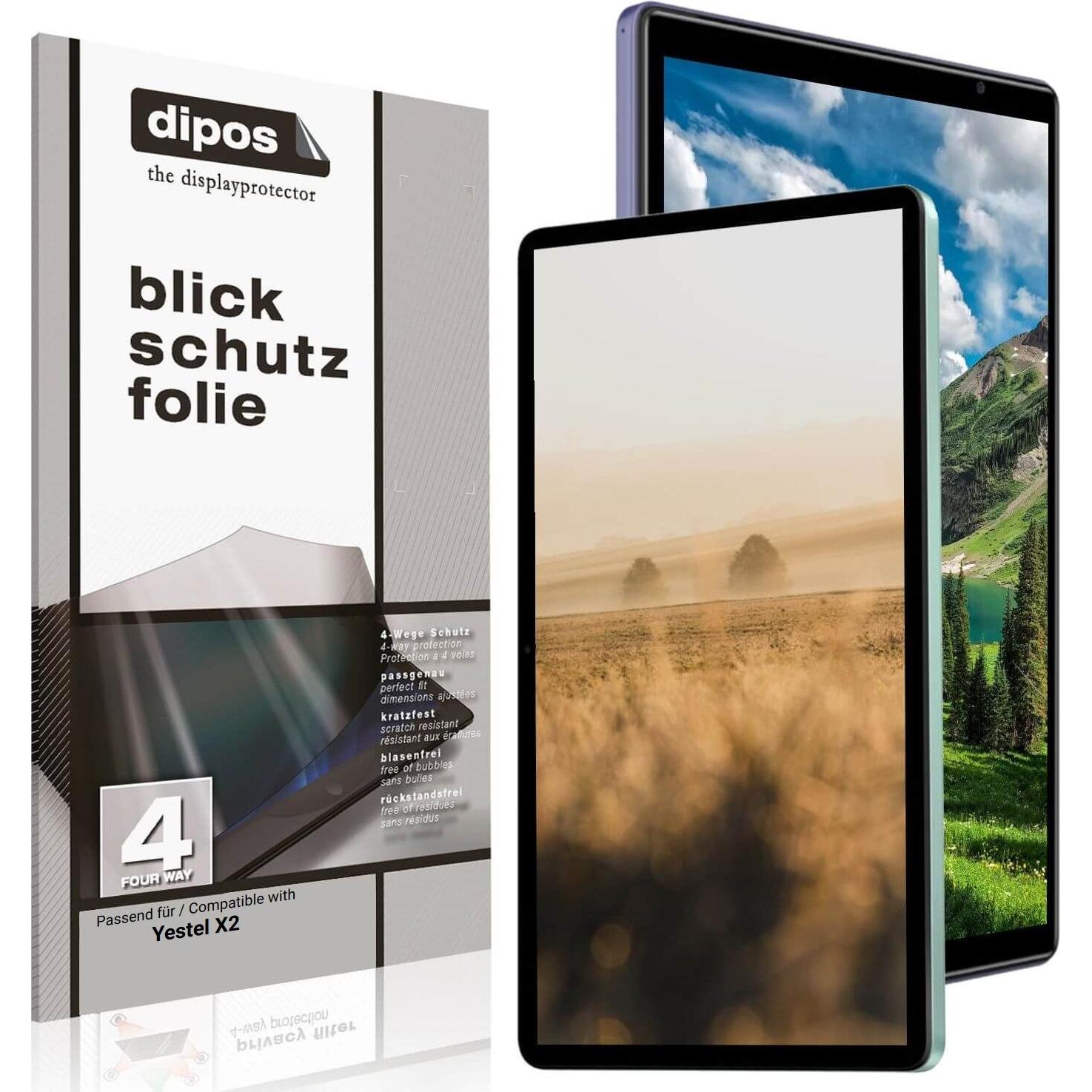 Dipos Privacy Blickschutzfolie 4-Way (1 Stück, X2), Tablet Schutzfolie