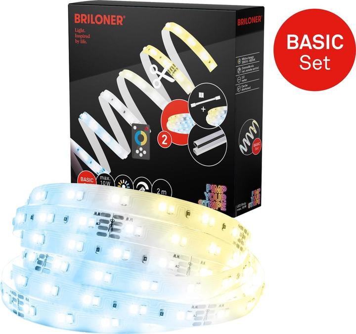 Actual product image Briloner BL7000 Starter Set CCT LED Stripe, 224xLED, 2m (Cold White, Warm white, 200 cm, Indoor)