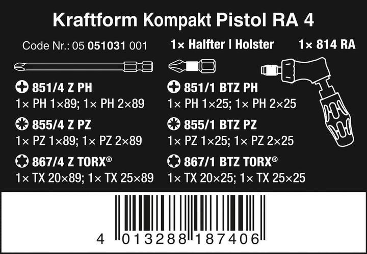 Produktbild Wera Kraftform Kompakt Pistol RA 4 (5-Kant (Pentagon), Kreuzschlitz, Phillipps-Kreuzschlitz (PH), TX)