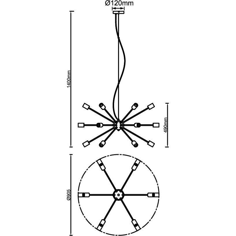 Thumbnail - Brilliant, Pendelleuchte, Dree Pendelleuchte 98cm schwarz matt/messing Mass: 140x90.5 (E27)