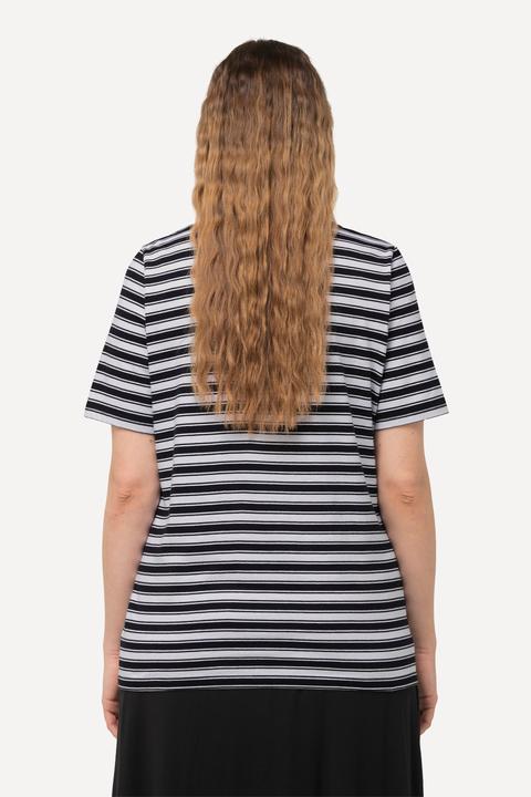 Produktbild Ulla Popken T-Shirt, Ringel, Metallic-Tiermotiv, V-Ausschnitt, Halbarm (42, 44)