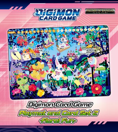 Digimon Playmat and Card Set 2 Floral Fun (PB-09) - Card Game - EN (Englisch, Booster Pack)