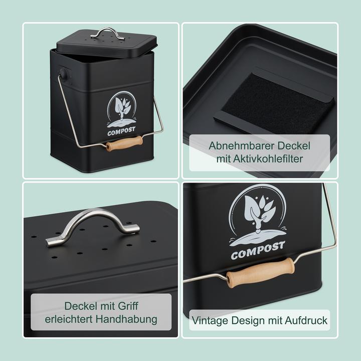 Produktbild Relaxdays Komposteimer mit Geruchsfilter 6 Liter (6 l)
