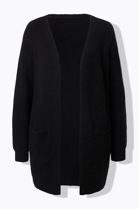 Produktbild Ulla Popken Long-Strickjacke, Knopfverschluss, V-Ausschnitt, Langarm (60)