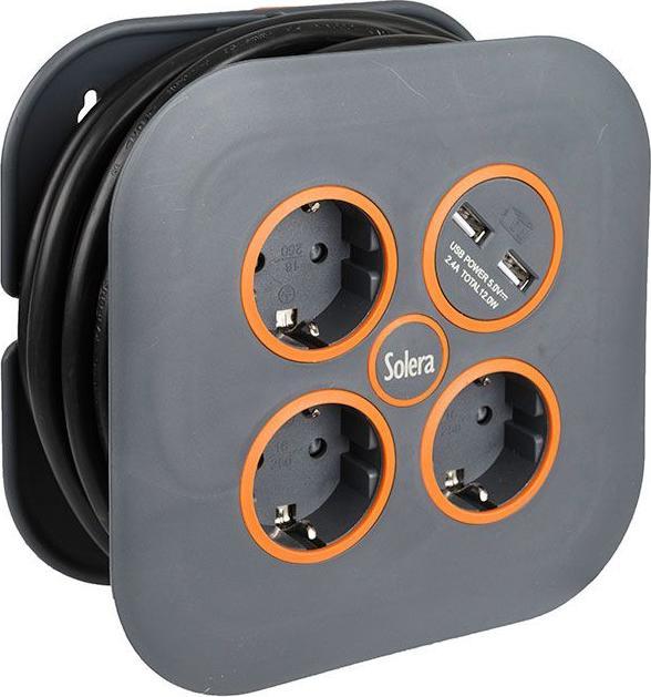 Solera Schuko 3 socket strip 7321usb grey (5 m) (5 m, 1.50 mm²)
