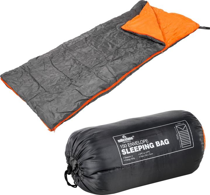 Milestone 2er-Set 3-Jahreszeiten-Schlafsack, 170 x 70 cm, anthrazit/orange (170 cm)