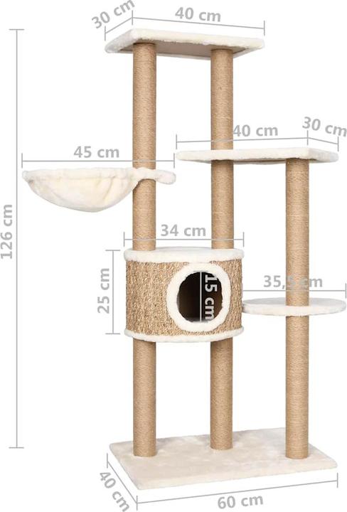 Actual product image vidaXL Kratzbaum (126 cm, Beige)