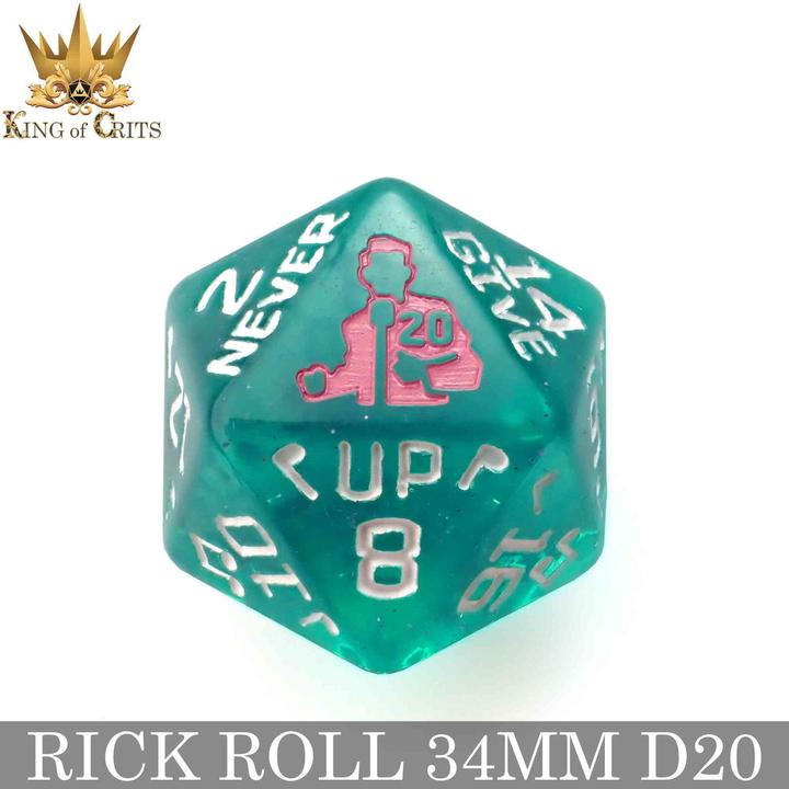 Actual product image DnD Dice Rick Rolled 34mm D20