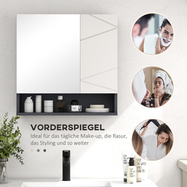Produktbild Kleankin Spiegelschrank Spanplatte, Glas Grau (55 x 17 x 55 cm)
