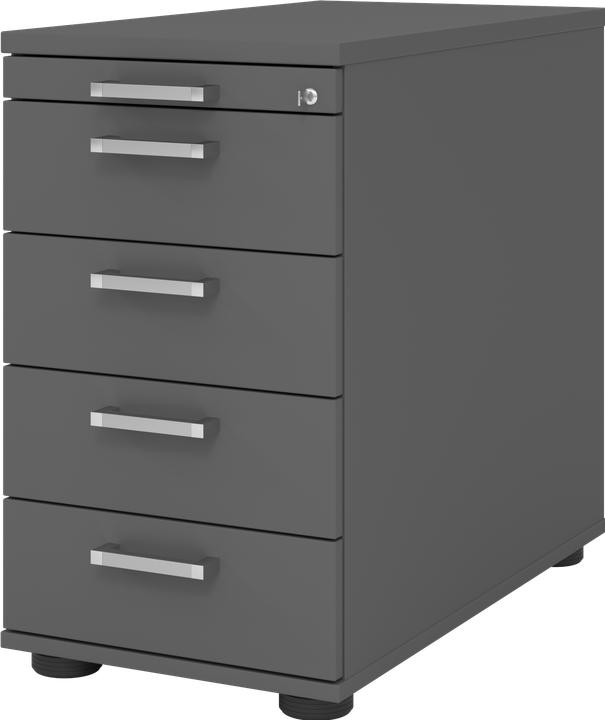 Hammerbacher Standcontainer 80cm,4Schub,Schloss CE Graphit (42.80 x 80 x 72 cm)