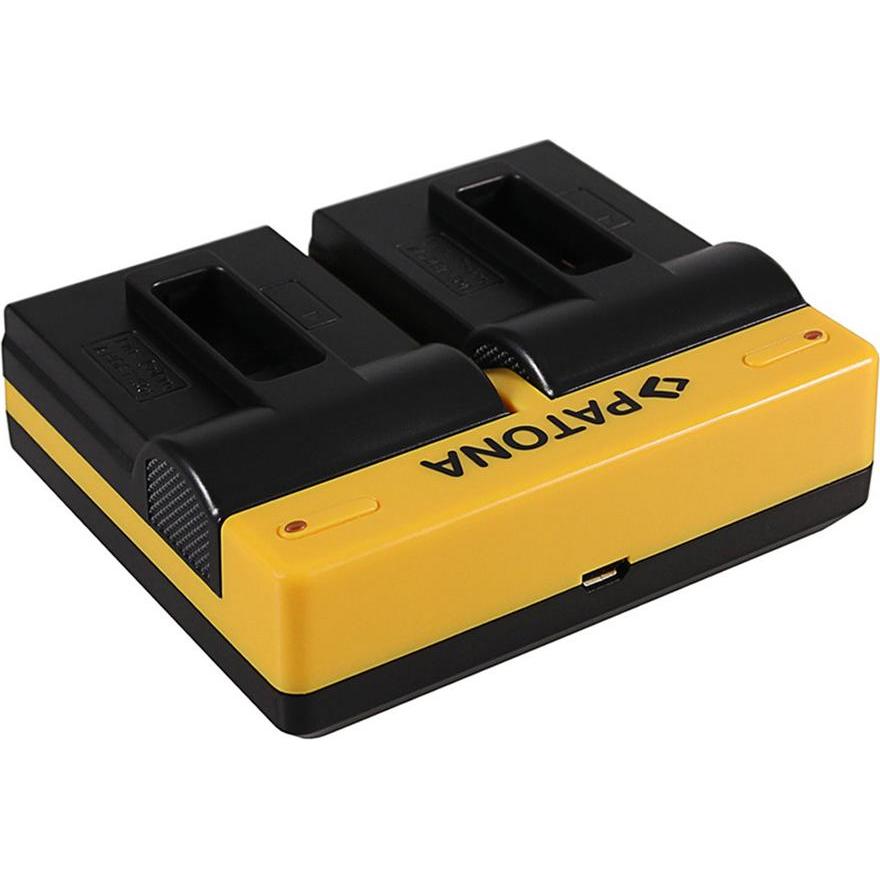 Patona Dual Ladegerät f. GoPro Hero 8 AHDBT-801 Hero 7 AHDBT-701 Hero 6 Hero 5 AHDBT-501 inkl. Micro, Accessori action cam, Nero