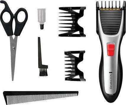 Remington HC340 Titanium Hair Clipper for Men with Scissors, Barber Comb and Travel Case Grey/Black