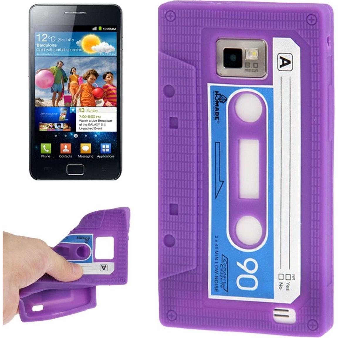 König Design Silikon Hülle Retro Kassette für Samsung Galaxy S2 i9100 lila (Samsung Galaxy S2 I9100), Smartphone Hülle, ...