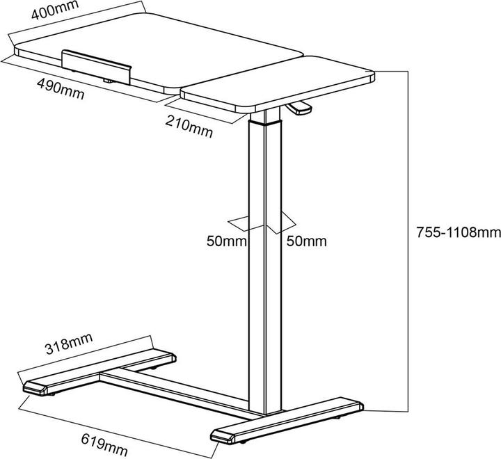 Produktbild Maclean Mobiler Schreibtisch/Laptop-Ständer, MC-120B, 76-109 CM