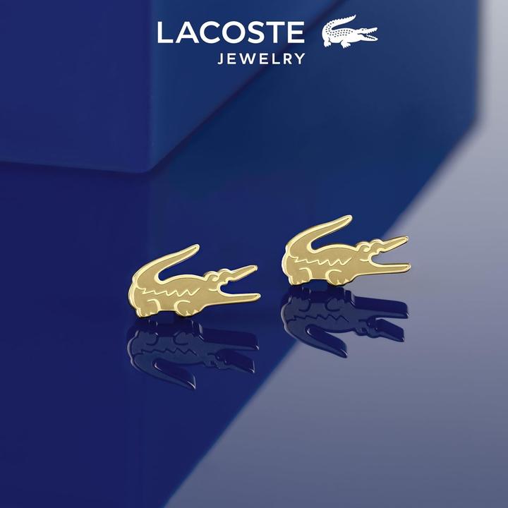 Actual product image Lacoste - Original gold-plated crocodile earrings 2040051 (Stainless steel, Yellow gold)