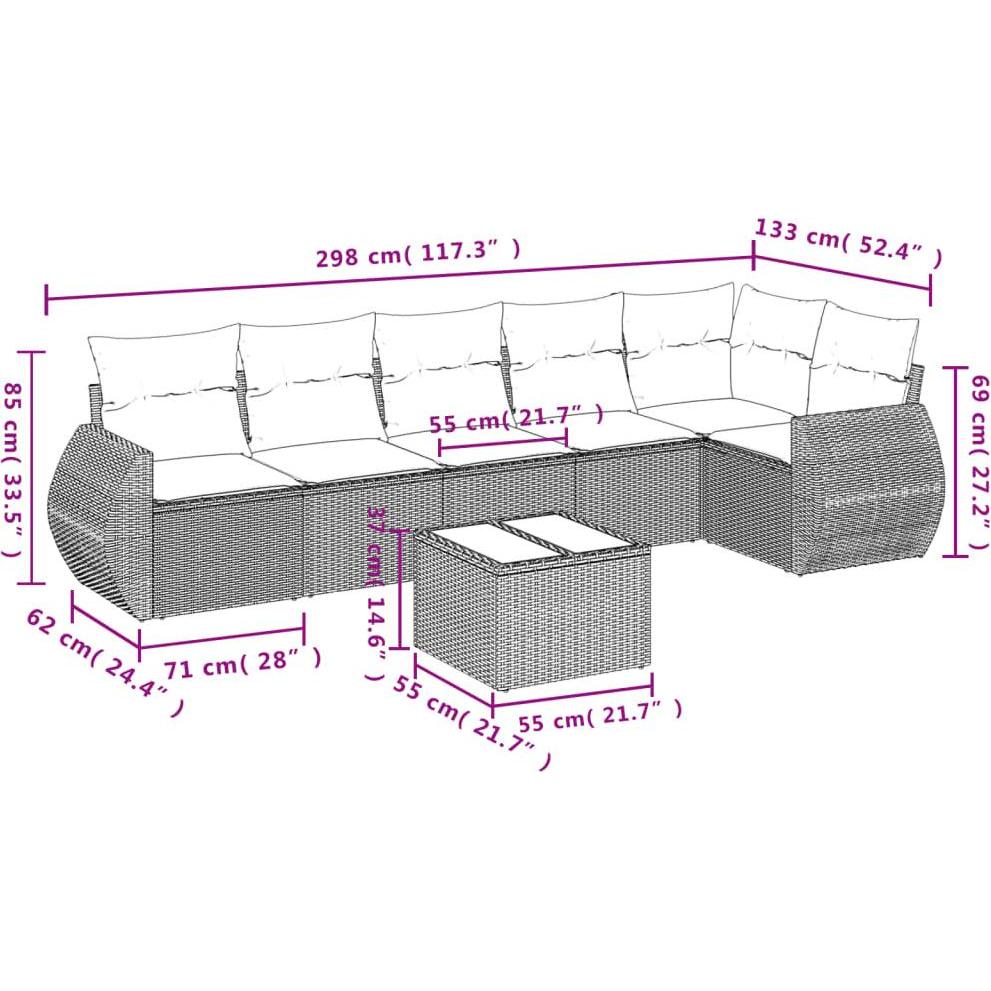 Thumbnail - VidaXL, Gartenlounge, Gartenmöbel Sofa Garnitur Gartengarnitur Garten Sitzgruppe 7-tlg. Beige