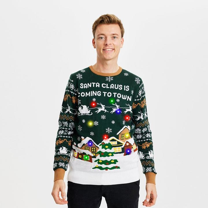 Produktbild Christmas Sweats Santa Claus is Coming to Town LED Sweater (XL)
