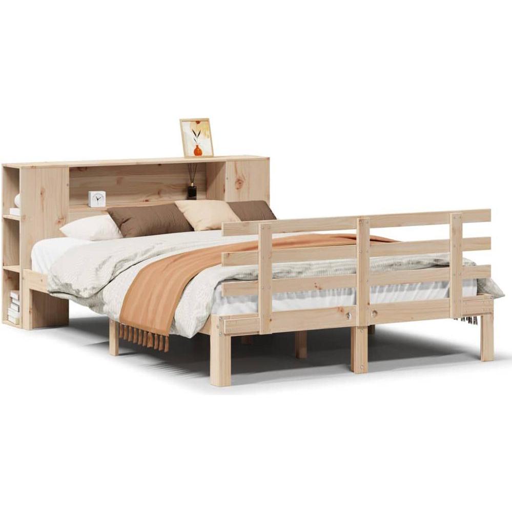 VidaXL, Bett, Bett mit Regal ohne Matratze Kiefer (150 x 200 cm)