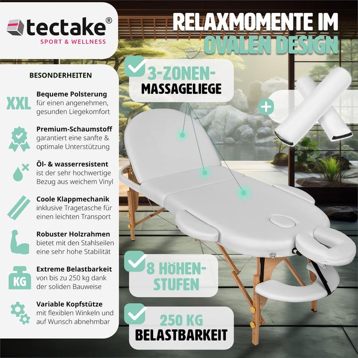 Actual product image tectake Massage table oval with 5 cm padding + rolls