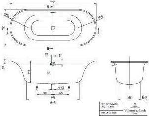 Actual product image Villeroy & Boch V&B built-in bath CETUS ov 1750x750mm white (140 l, 175 cm, 75 cm)