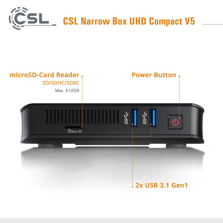 Productafbeelding CSL Narrow Box Ultra HD Compact v5 (Intel Celeron N5100, 4 GB, 1000 GB, Intel UHD Graphics)