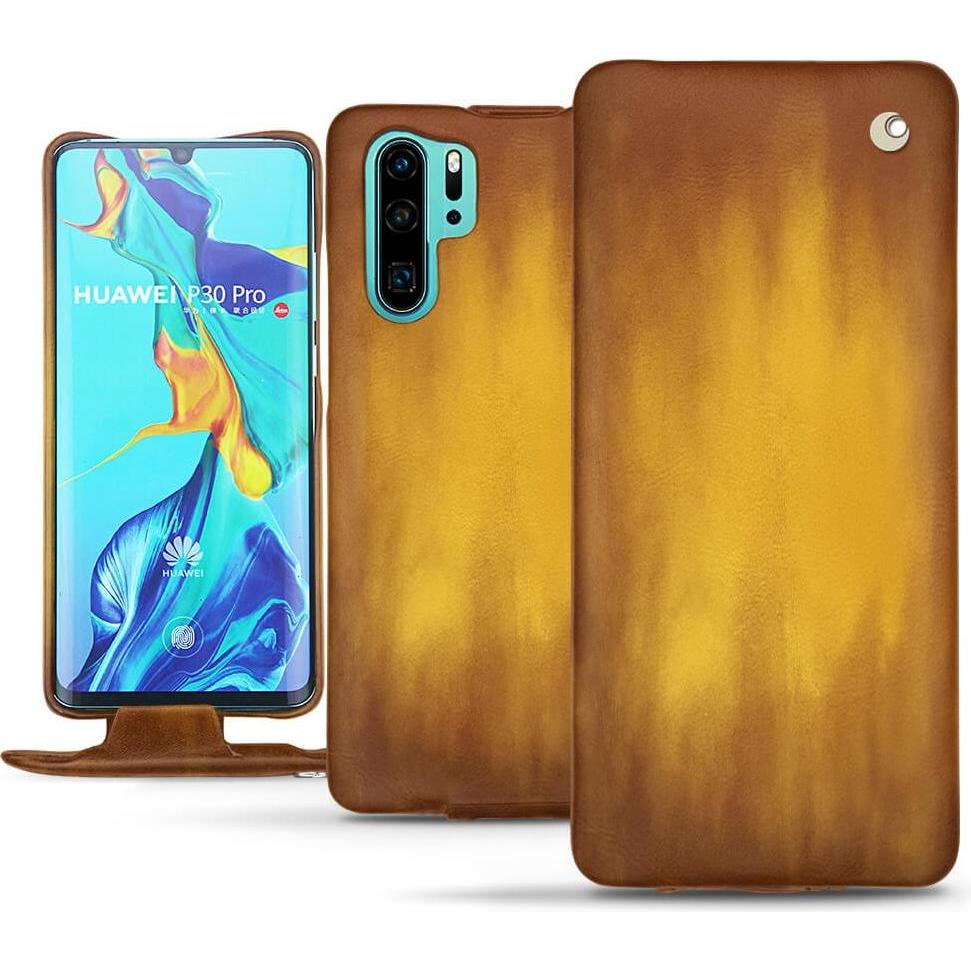 Noreve Lederschutzhülle vertikal (Huawei P30 Pro), Smartphone Hülle, Gold