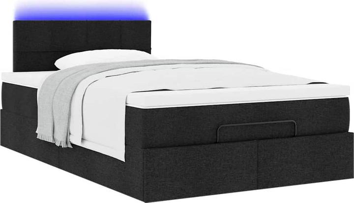 Produktbild vidaXL Ottoman-Bett mit Matratzen Schwarz 200x200 cm Stoff (200 x 200 cm)