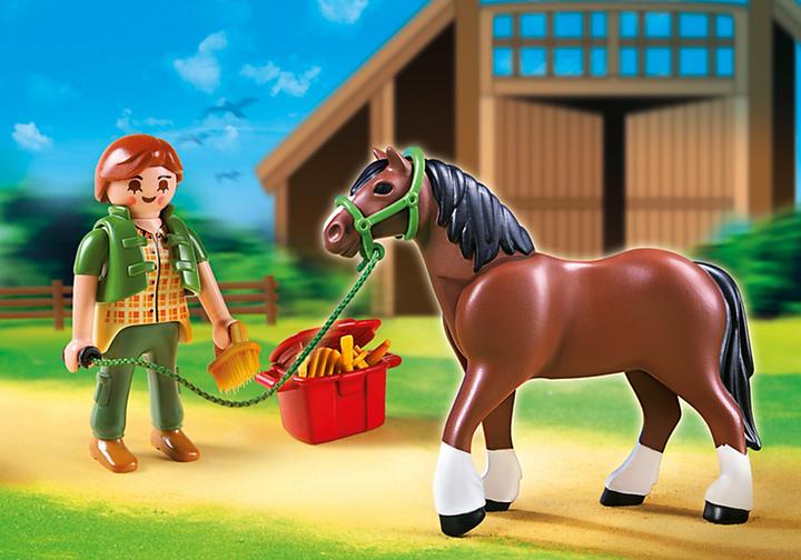 Produktbild Playmobil Shire Horse mit rot-grauer Pferdebox (5108)