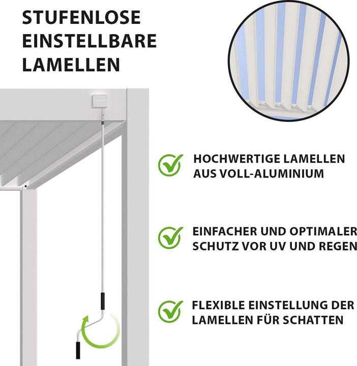 Produktbild Weide Wandpergola Deluxe Plus 3.6x5.3m Weiss (360 cm, 530 cm)