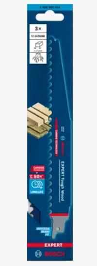 Actual product image Bosch Professional Zubehör EXPERT 'Tough Wood' S 1142 KHM reciprocating saw blade, 3 pieces