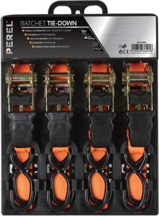 Immagine prodotto Perel ORIZZONTE DI TENSIONE CON RATCH 500 kg - 25 mm x 5 m - 4 pezzi.