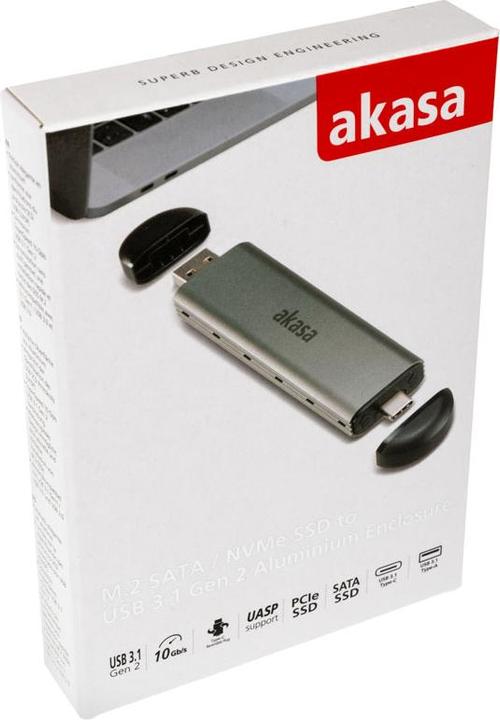 Immagine prodotto Akasa custodia esterna M.2 NVMe, USB 3.1, alluminio (M.2)