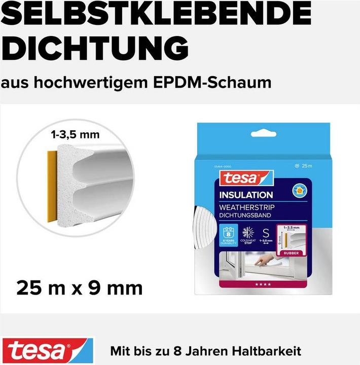 Actual product image tesa tesamoll E-Profile rubber seal (0.30 kg, White)