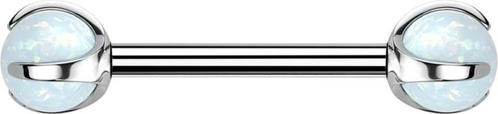 Immagine prodotto Star Piercing Barbell Innengewinde silber mit zwei Kugeln Opal weiss gefasst (senza ottone, Titanio)