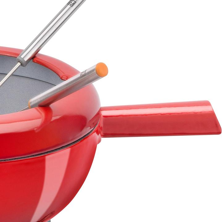 Actual product image Zwilling Cast iron fondue set 20 cm red with 6 stainless steel forks (Cheese fondue, Chocolate fondue)