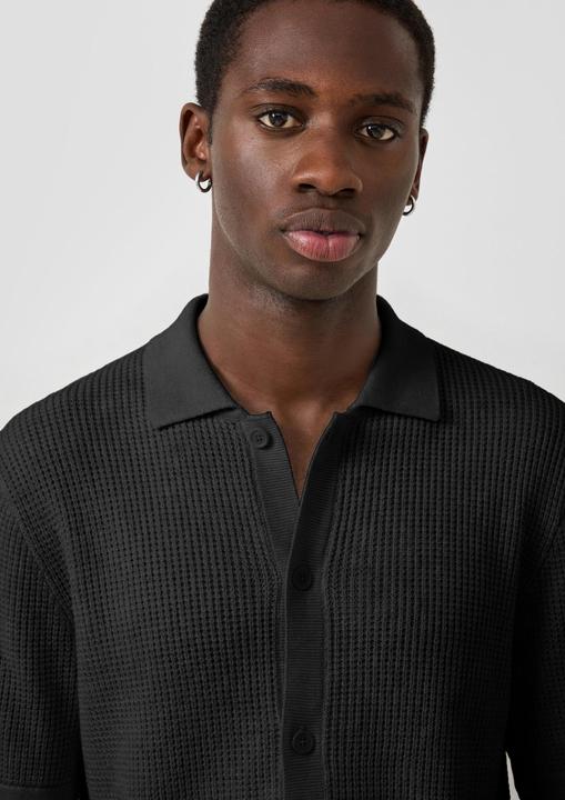 Produktbild s.Oliver Gestreiftes Strickpolo mit durchgehender Knopfleiste (M)