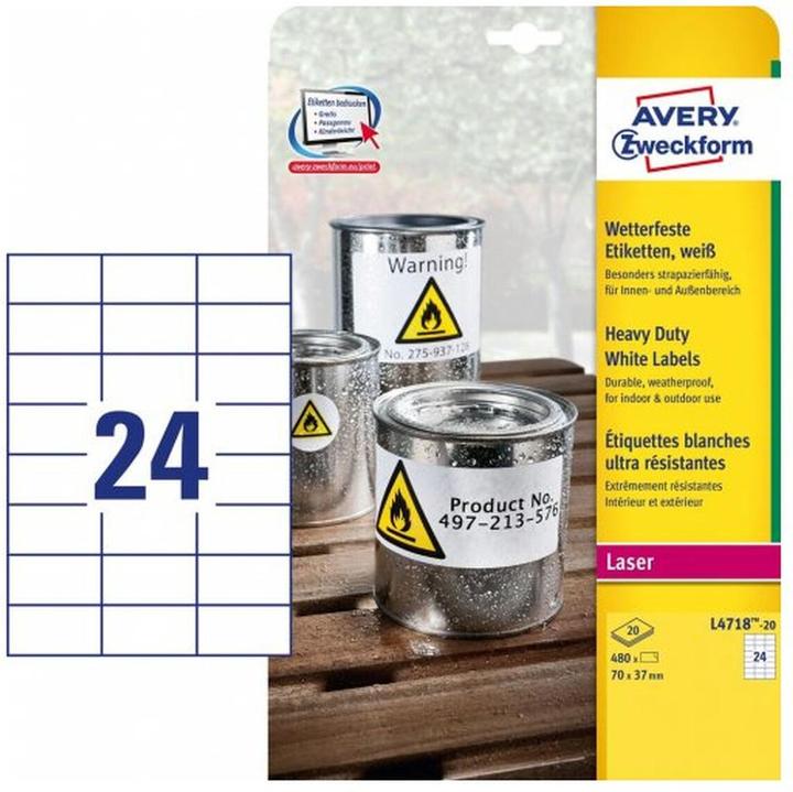 Actual product image Avery Weatherproof film labels