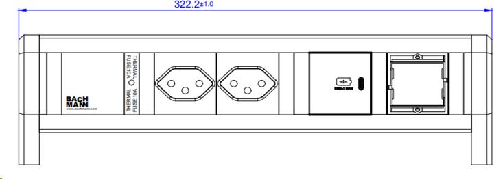 Image du produit Bachmann Multiprise de table DESK 1, 2x T13, 1x USB C, 1x Custom (2 x, Type 13, USB-A, USB-C)