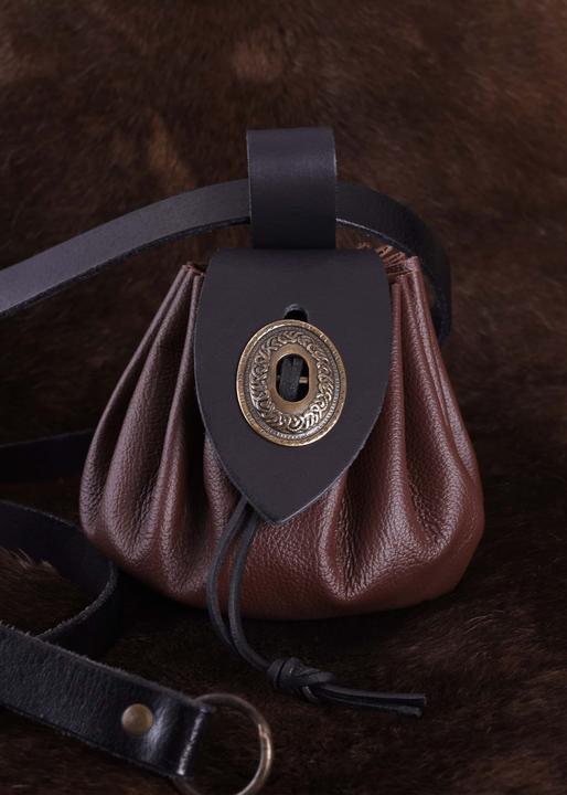 Image du produit Battle Merchant Grand porte-monnaie médiéval en cuir brun foncé