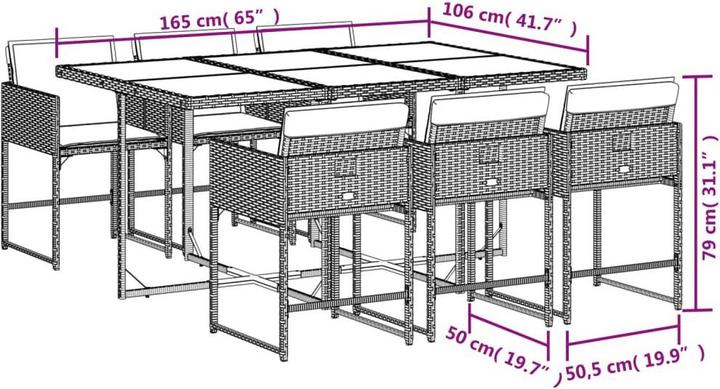 Produktbild vidaXL Garten Essgruppe (165 x 106 x 73 cm)