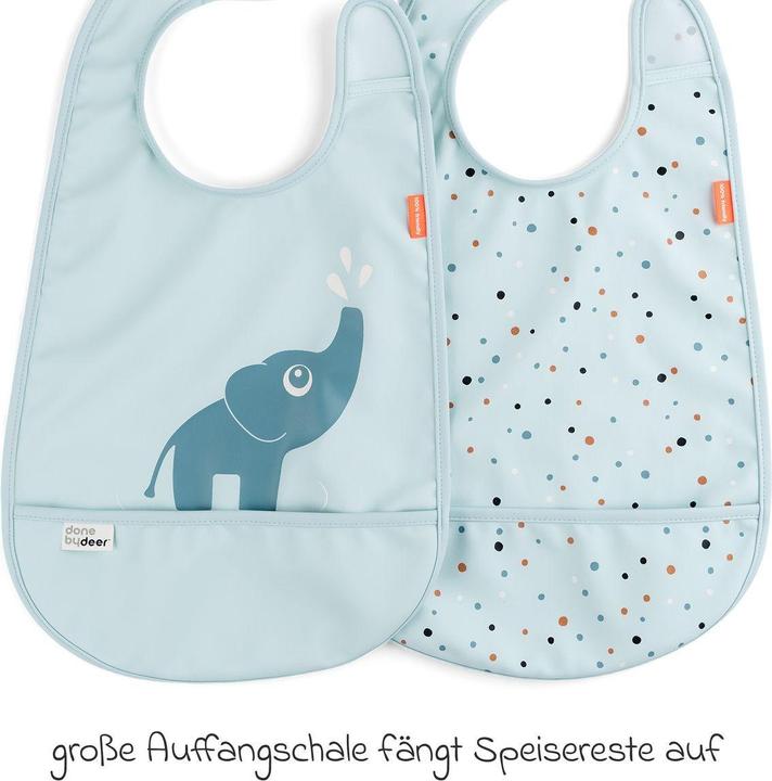 Image du produit Done by Deer Bavoirs avec velcro Lot de 2 Elphee Bleu
